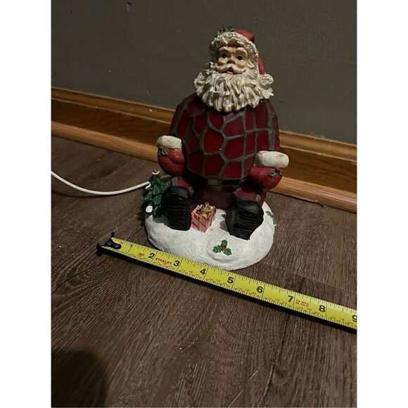 SANTA CLAUS Holiday Accent Lamp in box Tiffany design 1980s Catalina Lighting 8” - Picture 12 of 12
